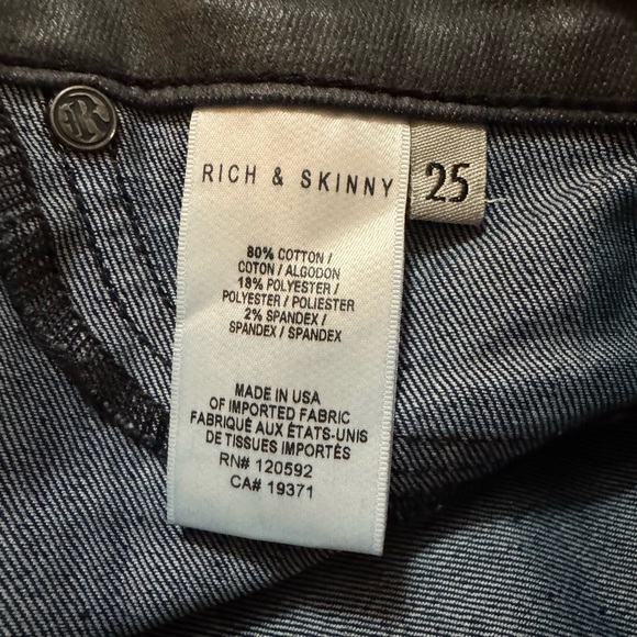 Rich & Skinny Waxed Charcoal Gray Denim Jeans Size 25 - Picture 6 of 6